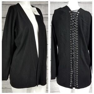 NEW John+Jenn S Open front Cardigan Sweater Lace up Back